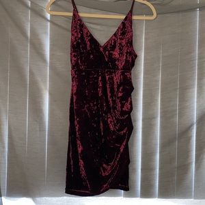 maroon velvet mini dress